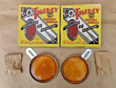 $65 • Buy NOS Tiger-Ey REFLECTORS Amber Original DO-RAY Pair Vintage Accessory Car Truck