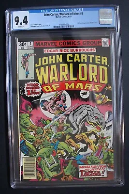 JOHN CARTER Warlord Mars #1 1st Marvel Comic JC DEJAH THORIS 1977 Movie CGC 9.4 • $65