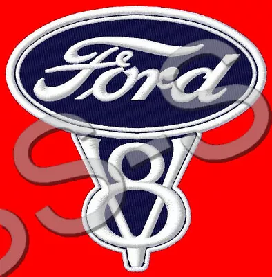 FORD V8 EMBROIDERED PATCH IRON/SEW ON ~4-1/4  X 4-1/4  F150 250 350 MUSTANG GT • $13