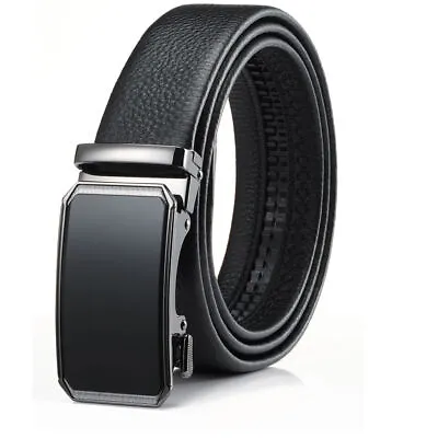 Genuine Leather Mens Ratchet Belt Belts For Men Adjustable Automatic Buckle • $24.99