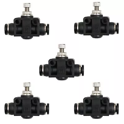 5PCS 1/4” OD Pneumatic Air Flow Control Valve Union Straight In-Line Speed Co... • $23.49