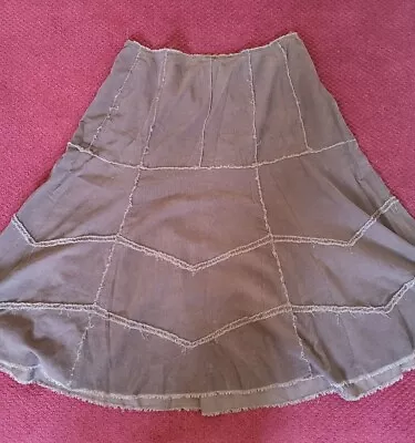 Venezia Long Brown A-LINE Corduroy Patchwork Skirt Retro Hippie Gypsy Boho 20W • $16