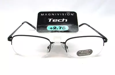 MAGNIVISION Tech Reading Glasses HF11 BLK 52/20-140 +2.75 • $16.99