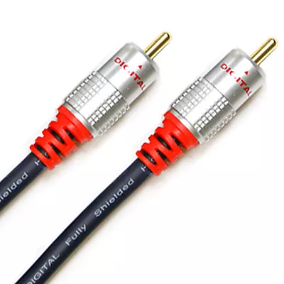 2m 1 RCA Male To Male Subwoofer Digital Coaxial Cable Lead Phono Audio Video • £5.99