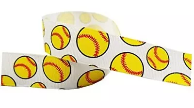 Volleyball Ribbon For Crafts -  3/8 -1.5  10yd 7/8  Softball White/Yellow • $22.01