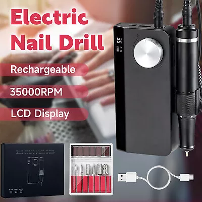 35000RPM Rechargeable Portable Electric Nail Drill File Manicure Machine W/ Bits • $47.99