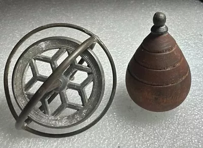 Vintage Star Shape Mid Century Metal Gyroscope Top And Wooden Top Classic Toy S • $9.95