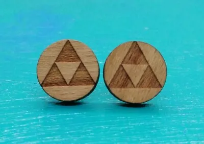 ONE PAIR Of Triangle Wooden Laser Cut Shape Stud Earrings  Gift Idea • $10.90