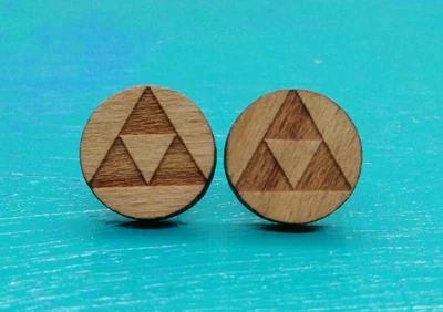 ONE PAIR Of Triangle Wooden Laser Cut Shape Stud Earrings  Gift Idea • $10.90