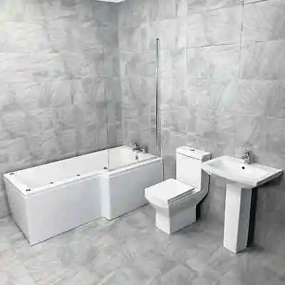 L Shaped Whirlpool Showerbath Suite With Amelia Toilet & Basin Set - Right Hand • £749.99