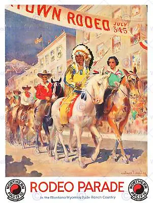 £9.99 • Buy Travel Exhibition Parade Montana Wyoming Native American Rodeo Poster Bb7510b