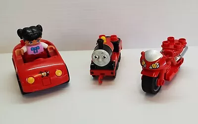 Lego Duplo Red Car Thomas Train & Motorbike Pieces W/ Little Girl Figure • $20
