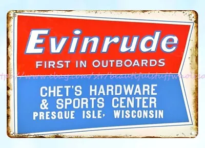 EVINRUDE OUTBOARD MOTOR Boating Fishing Outdoor Marina Metal Tin Sign • $18.81