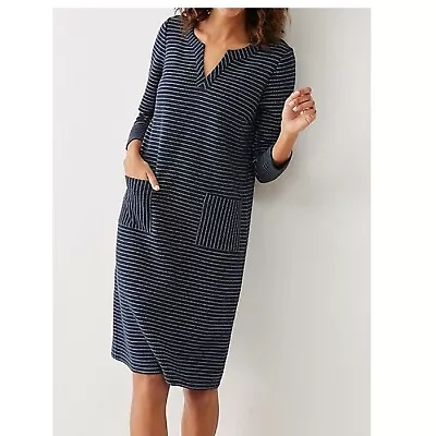 J JILL Blue Striped Knit Ottoman Shift Dress XS • $13.99