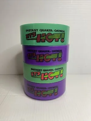 Vintage 1992 Instant Quaker Oatmeal Purple Green Plastic Bowls Quantity- 4 • $34.99