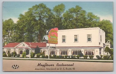 Postcard Mayflower Restaurant Aberdeen Maryland On US Route 40 AAA C1952 • $4.75