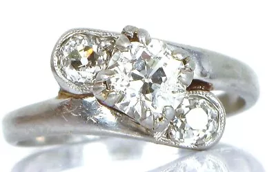 Vintage Beautiful 14k White Gold Diamond Ring Mine Cut Accents S5  4.2 Grams ! • $1295