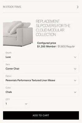 Restoration Hardware Cloud Sofa LUXE 2 Corner Slipcovers Perfor Tex Weave CHALK • $1250