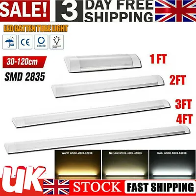 LED Batten Tube Light Fluorescent Strip Lights Garage Workshop Fitting Daylight • £9.09