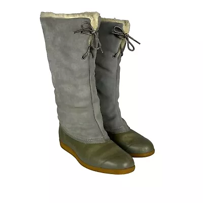 Eddie Bauer Women's Tall Nubuck Leather Waterproof Duck Boot Size 9 Faux Fur Win • $28.08