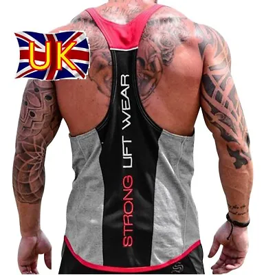 Men's Gym Sleeveless Tank Top Fit Vest T-shirt Bodybuilding Training Sport • £13.89