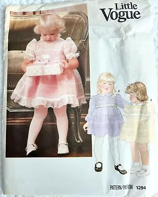 Vintage Vogue Sewing Pattern 1294 Toddler Girl Party Dress Uncut FF Size 2 • $15