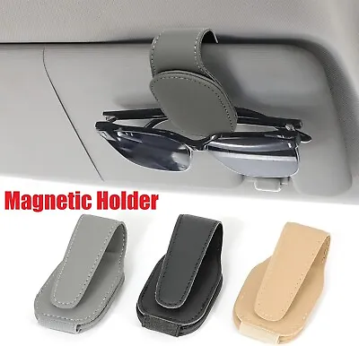 Magnetic Leather Glasses Eyeglass Hanger Clip Sunglasses Holders Car Sun Visor • $8.82