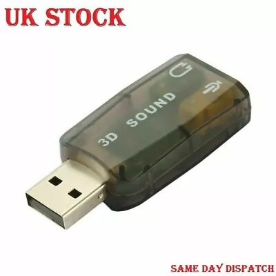 5.1USB To 3.5mm Mic Headphone Jack Stereo Headset 3D Sound Card Audio Adapter PC • £2.39