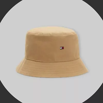 TOMMY HILFIGER Authentic Classic Flag Embroidered Bucket Hat Camel Logo Mens  • $46.95