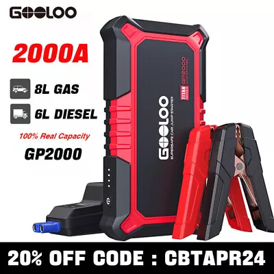 GOOLOO Jump Starter 2000A Portable Jump Pack 12V Auto Lithium Battery Charger AU • $99.99