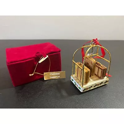 Vintage Dillards Trimmings Cloisonne Luggage Cart Rack Christmas Ornament 2004 • $19.95