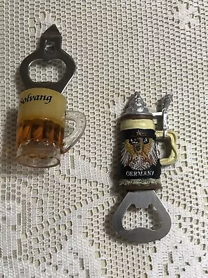 Vtg. Germany Beer Stein & Solvang Beer Mug Magnetic Beer Bottle Opener Lot Of 2 • $12.99