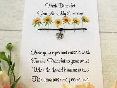 £2.95 • Buy You Are My Sunshine Wish Bracelet Friendship Gift Card Sunflower Jewellery Charm