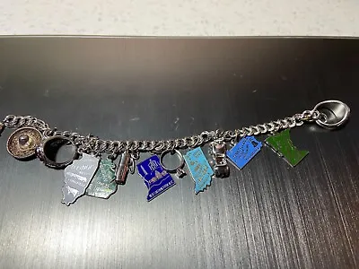 Vintage Original Sterling Silver 925 Charm Bracelet With Charms (28.2 Grams) • $59.99