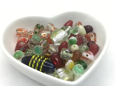 40g Mixed Handmade Indian Lampwork Beads 6mm - 20mm Approx Assorted Colours • £4.15