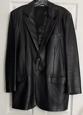 Versace Collection  ~  Black Leather Men's Blazer Jacket ~ Size 52  / M • $89.99