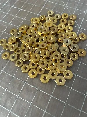 #6-32 Machine Screw Brass Nut 5/16  Hex X 0.108  Thick - Lot Of (100) • $4.75