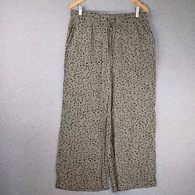 Decjuba Pants Womens Size L Green Black Wide Leg Palazzo Elastic Waist Straight • $24.95