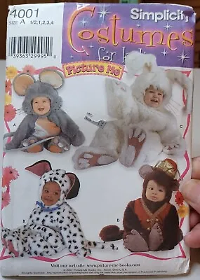 4001 Simplicity SEWING Pattern Costume UNCUT Toddler Mouse Dog Bunny Monkey • $5.99