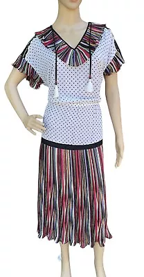 Vintage Women’s Diane Freis Dress Gorgette Blouson Polka Dot Ruffles Designer • $40