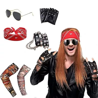 80's 90's Party Metal Rocker Rockstar Rock N Roll Roleplay Costume Accessory Set • £9.95