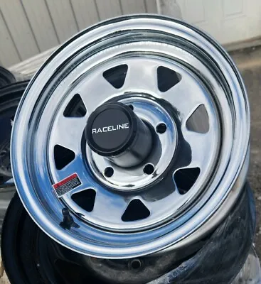 13  Chrome Steel Trailer Wheel 5  On 4.5 Inches - W/ Removable Center • $59.95