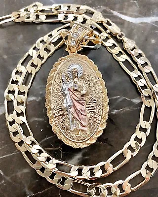 Cadena 26  De Oro Laminado Con Medalla De San Judas Virgen Guadalupe Dos Lados • $24.99