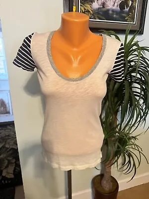 J Crew White / Dark Navy / Gray T Shirt V Neck Size Xxs • $16