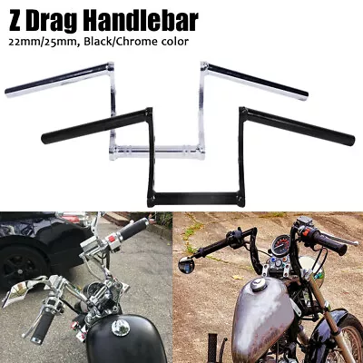 Motorcycle 7/8  & 1''Pullback Drag Bars Handlebars Z Bar For Honda Yamaha Suzuki • $39.90