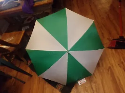 Vintage Shaw Creations New W/ Tags Green And White Wood Handle Auto Umbrella • $22