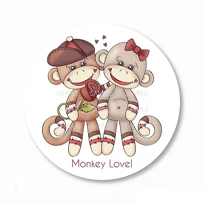 30 Monkey Love Stickers Labels Scrapbook Stickers 1.5  Round Envelope Seals • $2.20