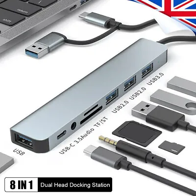 For Macbook Pro/Air 8 In 1 Multiport USB-C Hub Type C To USB 3.0 4K HDMI Adapter • £11.95