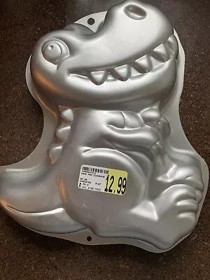 Wilton Baby Dinosaur Cake Pan 2105-1022 Kids 3D Cake Pan Silver Aluminum • $4.90