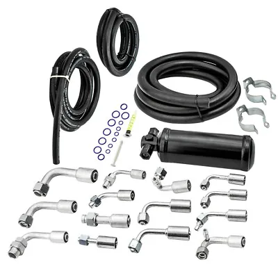 134a Air Conditioning A/C AC Extended Length Hose & Fittings & Drier Kit • $111
